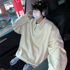 2026春秋翻领亨利领提花POLO衫痞帅卫衣外套W56682/特P25杏色，男装Polo衫，电商A094