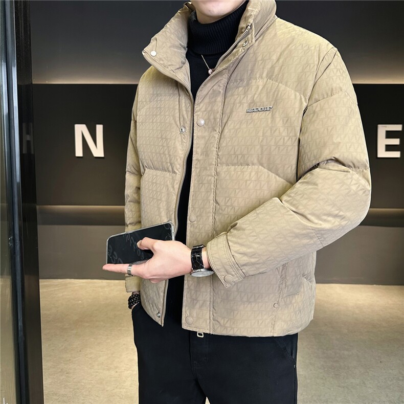 6606-L-4XL-P185标50绒店主风冬季休闲立领满印百搭男士羽绒服,男装羽绒服,电商B255