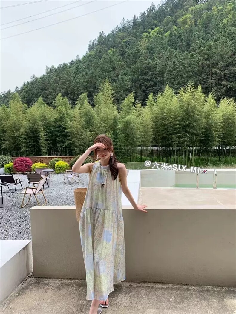 2025年夏季无袖长裙吊带连衣裙女宽松显瘦过膝长裙气质薄款沙滩裙,女装连衣裙,洛丽兰可