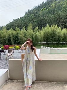2025年夏季无袖长裙吊带连衣裙女宽松显瘦过膝长裙气质薄款沙滩裙图片