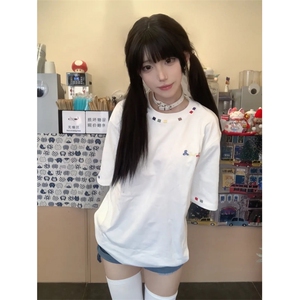 BK910CC-特P28彩虹刺绣重磅短袖T恤男女