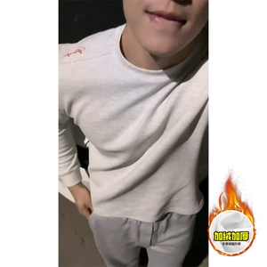 重磅加绒硬挺boxy男女美式高街蜂窝华夫格刺绣圆领长袖卫衣打底衫图片
