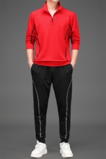 2023春季长裤立领T恤上衣中青年男士纯色休闲简约运动两件套男装，男装休闲套装，电商B212（原钱塘6029）