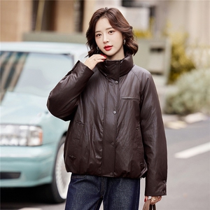 2025年新款90白鸭绒休闲皮衣款羽绒服女图片