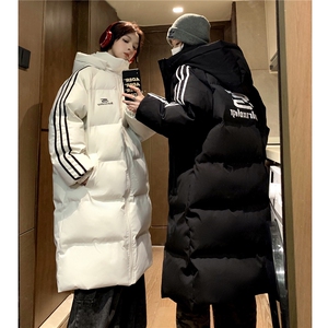 中性 过膝棉衣 织带三条杠长款加厚情侣羽棉服 外套男 G1076 P168图片