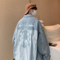 水洗做旧牛仔外套男春秋韩版ins简约宽松休闲工装夹克W5884-P63，男装夹克，星座512-2