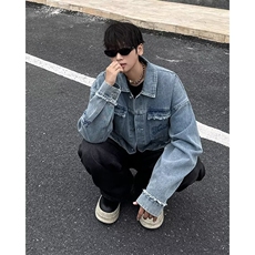 美式刺绣毛边复古牛仔外套QA05P90，男装夹克，星座1116-2