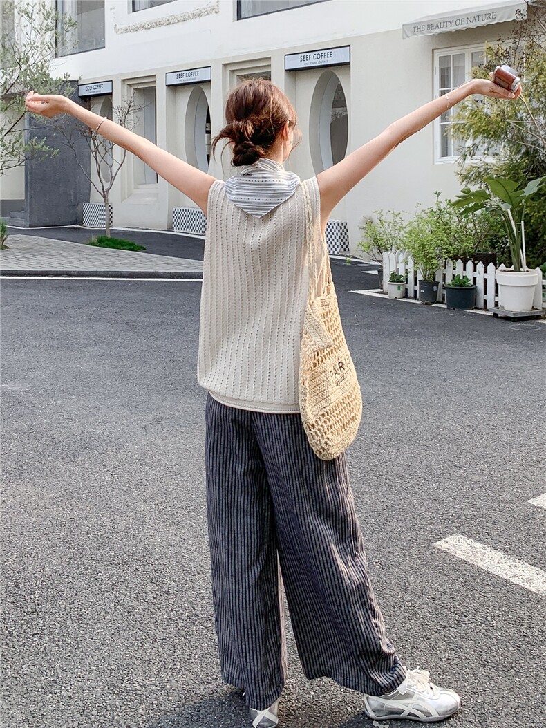 休闲风针织圆领无袖上衣阔腿裤两件套女2026春夏新款时尚气质套装,女装套装/套裙,艾米莉亚