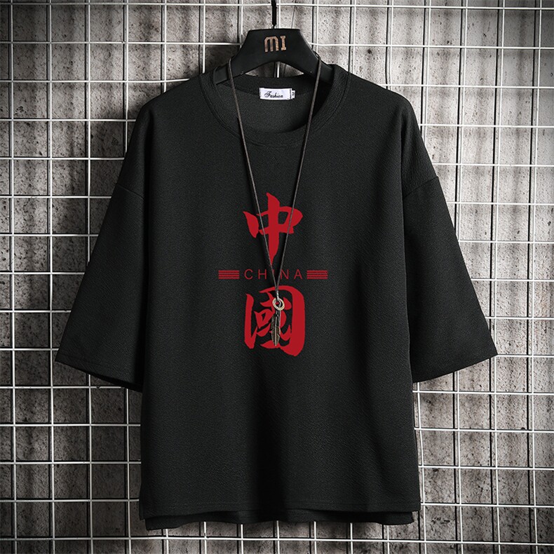 Q11198-P30春夏季七分袖t恤男大码五分袖男短袖中袖网格挂拍,男装T恤,电商A040A