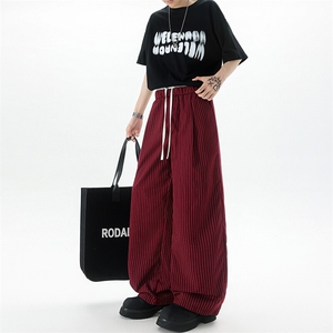 8XL-M假两件双腰山本裤条纹休闲西裤男夏宽松大码阔腿裤KZ052P60图片