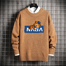 NASA加厚加绒毛衣男大码毛线衣男针织衫M19247-P45加绒款-P65网格，男装针织衫/毛衣，电商A040A
