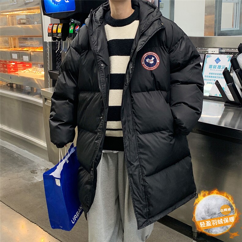 港风冬季新款织带连帽长款羽绒服男潮宽松新YR6157P268控328，男装羽绒服，电商A268A