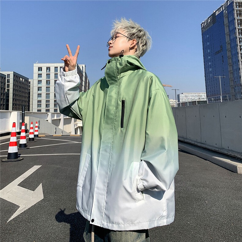 2025港风山系防水冲锋衣渐变色夹克男：聚酯纤维JK77088P85控,男装夹克,星座227-7