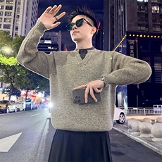 假两件毛衣男士上衣秋冬季2025新款保暖加厚针织衫8019-P78控118，男装针织衫/毛衣，电商C208