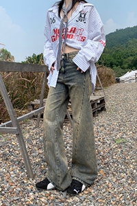 复古微喇牛仔裤女小个子2025年新款秋季高腰显瘦喇叭裤子图片