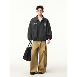 水洗牛仔外套男款春季美式痞帅上衣服宽松休闲工装夹克JK1314-P80图片