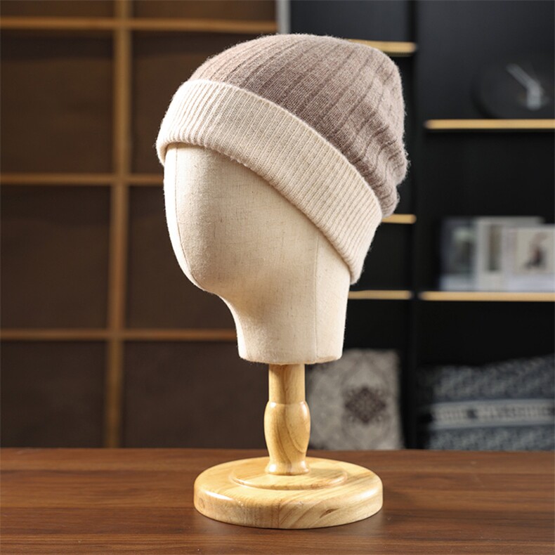 2025年春季无檐粗条纹拼色帽子时尚百搭四季可用男女通用，帽子，绒朵羊绒