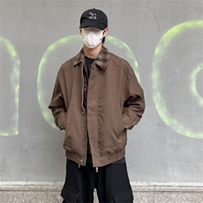 美式复古美拉德翻领假两件夹克男女高街短款秋冬休闲外套潮，男装夹克，星座302B