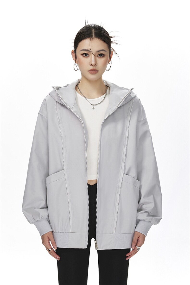 可二开拉链装饰解构大码M-5XL夹克女聚酯纤维JK78092P69控108,男装夹克,星座227-7