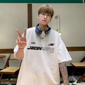 可48小时发货支持抖音得物来样二开 美式满天星亮片短袖T恤MTX708图片