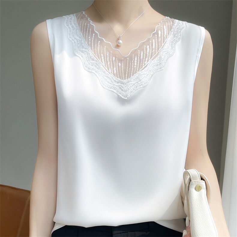 美爆了！性感真丝吊带背心女内搭西装黑白色缎面仿桑蚕丝夏季打底，女装背心吊带，圣丽羊绒