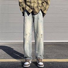 美式潮流痞帅直筒宽松百搭牛仔裤ZK829-P60，男装牛仔裤，星座313A(原308A-2)