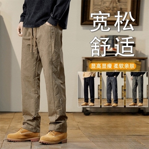 新款休闲裤裤子年夏潮牌男士阔腿直筒宽松高街长裤MKK30 P40图片