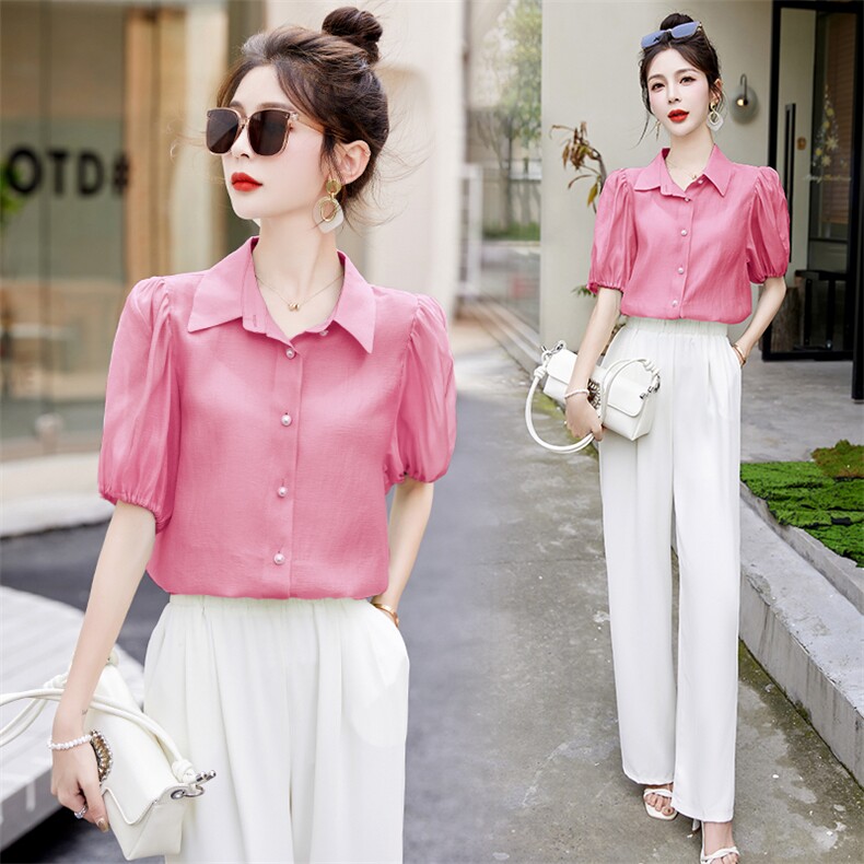 女士衬衫短袖薄款夏季2025新款中年棉麻半袖上衣宽松洋气妈妈衬衣，女装蕾丝衫/雪纺衫，艾仟回(原伊仟回)