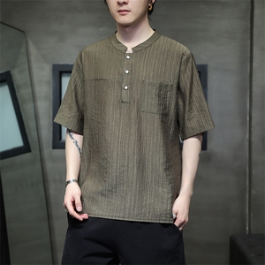 新中式提花风潮T恤短袖民族服饰刺绣时尚天丝材质T2417-P65图片 新中式提花风潮T恤短袖民族服饰刺绣时尚天丝材质T2417-P65图片