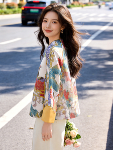 芷墨春季复古新中式盘扣显瘦外套日常通勤显高显瘦唐装减龄外套女图片