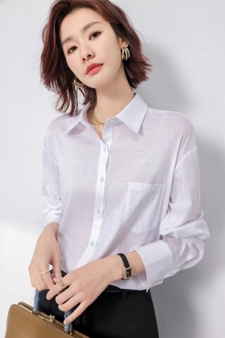 纯色衬衫优质版型优质面料,女装衬衫,纳驰羊绒