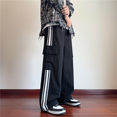 抖音品质秋季新款潮流条纹设计宽松工装裤B315-K24268-特p40控78，男装工装外套，电商B315