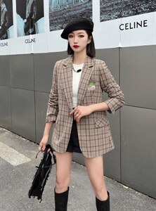 【现货】春装新款 韩版修身格子时尚西装图片