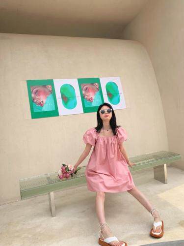 珍珠带连衣裙，女装连衣裙，HE