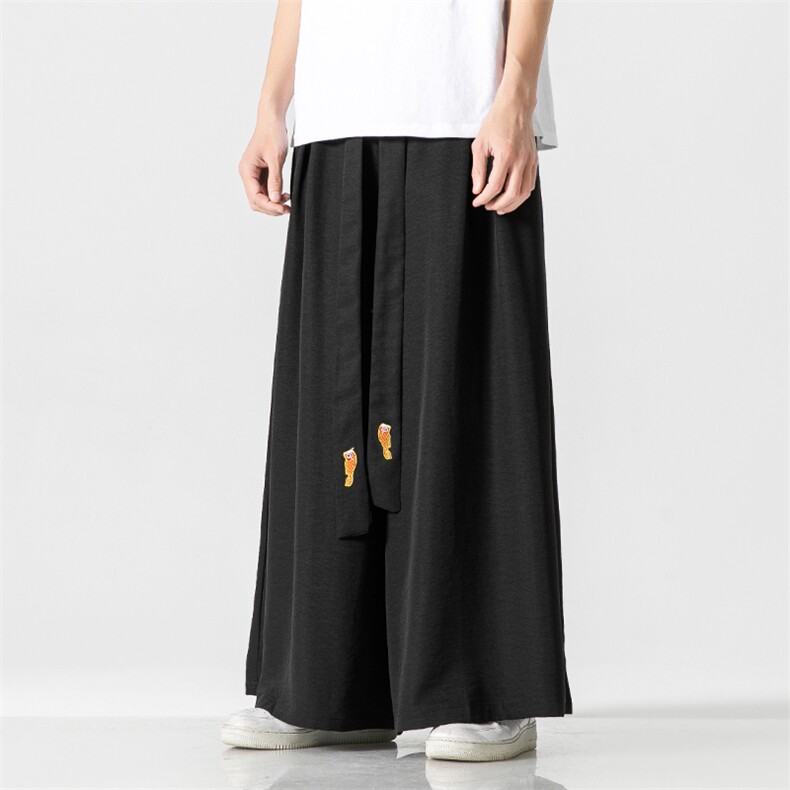 夏大码风休闲宽松阔腿长裤黑色汉服哈伦裤唐装宋裤K332/P85,男装民族服装,钱塘713