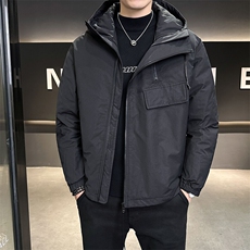 2024新款羽绒服男冬季短款连帽斜拉链羽绒外套B240-YR9863-P225，男装羽绒服，电商B240