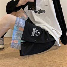 日系2021假两件夏装港风休闲短裤男宽松直筒五分ins青年K933-P30，男装休闲裤，星座512-4