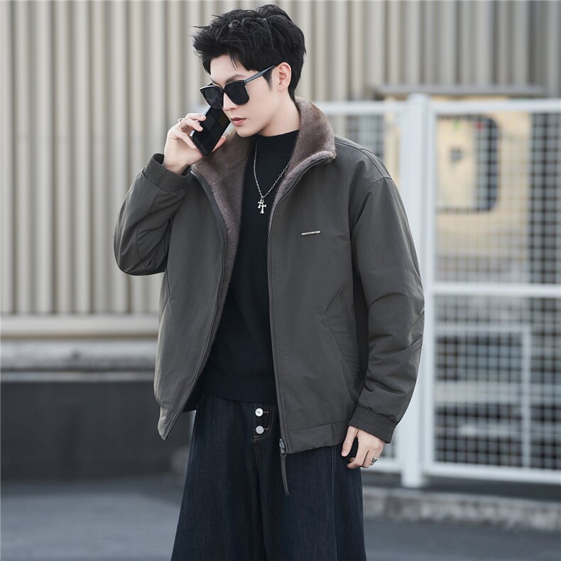 M-3XLB3539899P178绿2025新款男士冬季双面可穿座山雕棉服男，男装棉衣，电商B353