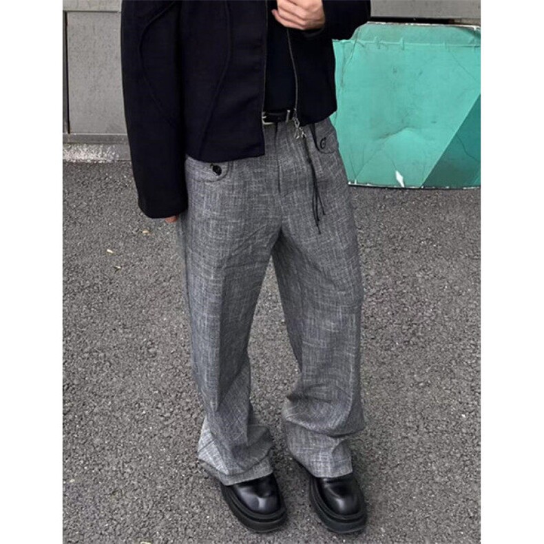 春秋季阔腿裤女肌理感刺绣宽松慵懒拖地休闲长裤KQ608,男装休闲裤,星座1116A（原606A-3）