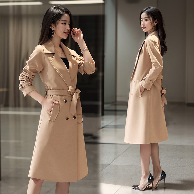 风衣女2024春秋新款修身显瘦气质时尚中长款胖mm加大加肥春秋外套，女装风衣，沫晗依美