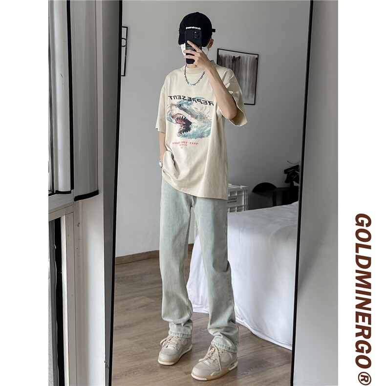 青春流行ins男直筒水洗半松紧全刺绣牛仔裤P50,男装牛仔裤,星座1116-2