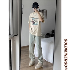 青春流行ins男直筒水洗半松紧全刺绣牛仔裤P50，男装牛仔裤，星座1116-2