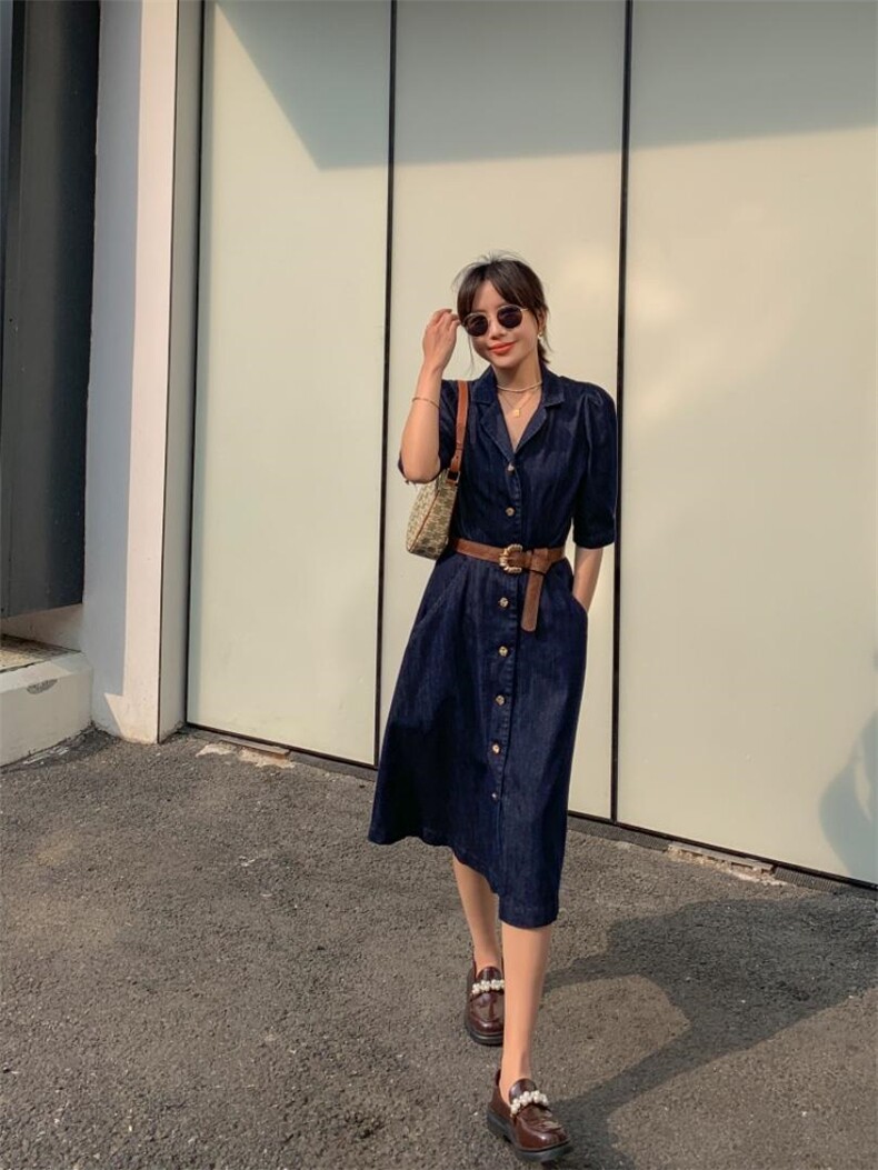 牛仔连衣裙，女装连衣裙，肆尔