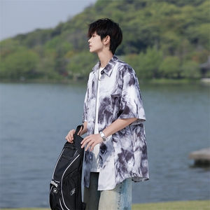 C02-P30 M-7XL夏季新款大码潮牌印花短袖衬衫衬衣，男装衬衫，星座109-1