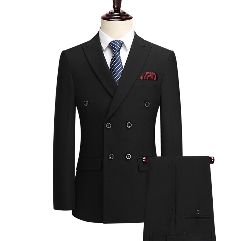 高品质商务休闲双排扣微弹三件套，胸花需另配，男装西服套装，电商D210