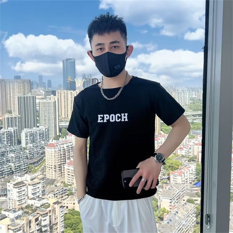 潮男短袖t恤夏季痞帅精神小伙体恤衫2023个性男士休闲上衣T221,男装T恤,星座1116A-2（原606A-1）