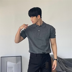短袖t恤男polo衫夏季翻领半袖纯色体恤高端复古针织上衣B237，男装T恤，星座1116A（原606A-3）