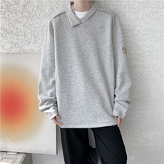 大皂风设计款柔软舒适日常基础百搭不规则翻领长袖卫衣WY03/TP32，男装卫衣，电商B318