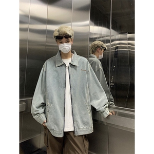 黑色牛仔外套男冬季美式复古高街上衣秋冬款2025新款水洗潮牌夹克图片
