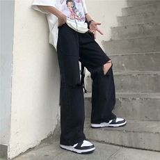 黑暗系破洞牛仔裤男韩版潮2026夏季新款ins帅气休闲裤K327-P40，男装牛仔裤，星座412
